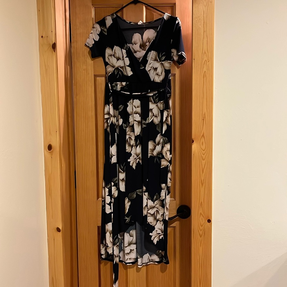 Pinkblush maternity high low wrap style dresss